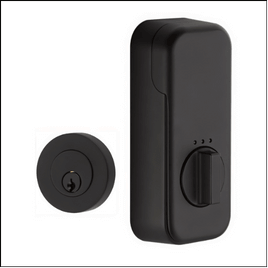 Emtek Keyed Smart Deadbolt (Round) in Flat Black