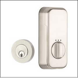 Emtek Keyed Smart Deadbolt (Round) in Satin Nickel