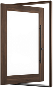 Glass Walnut Pivot Door